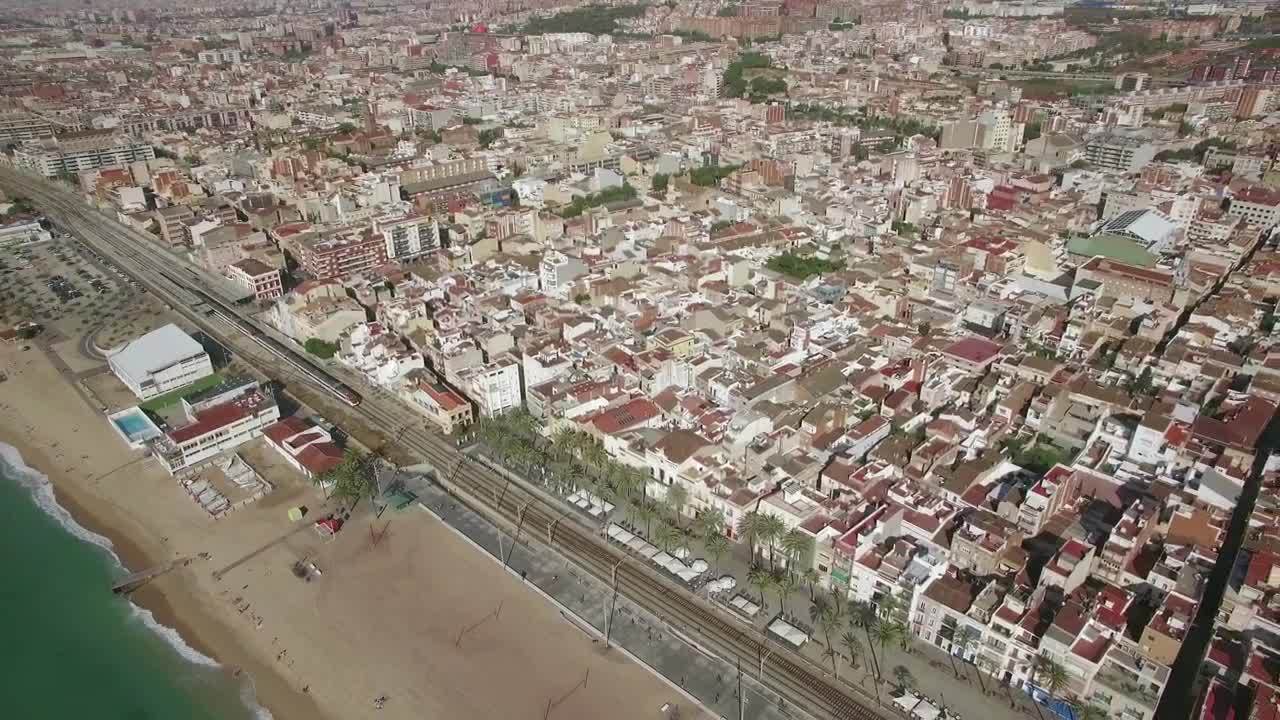 Stock Video Drone Flying By The Coast Of Barcelona Live Wallpaper For PC