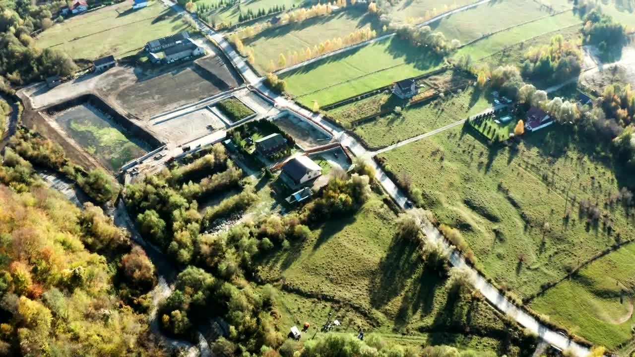 Stock Video Drone Flying Above Country Houses Live Wallpaper For PC