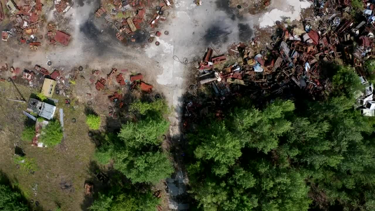 Stock Video Drone Flying Above A Rusty Garbage Site Live Wallpaper For PC