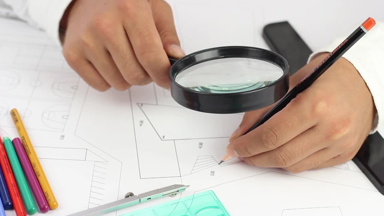 Stock Video Drawing With Pencil On Architectural Blueprint Live Wallpaper For PC