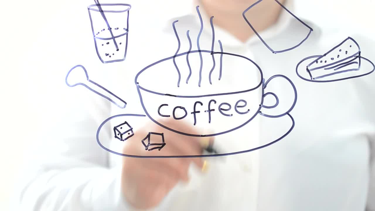Stock Video Drawing Of Products Of A Coffee Shop In A Glass Live Wallpaper For PC