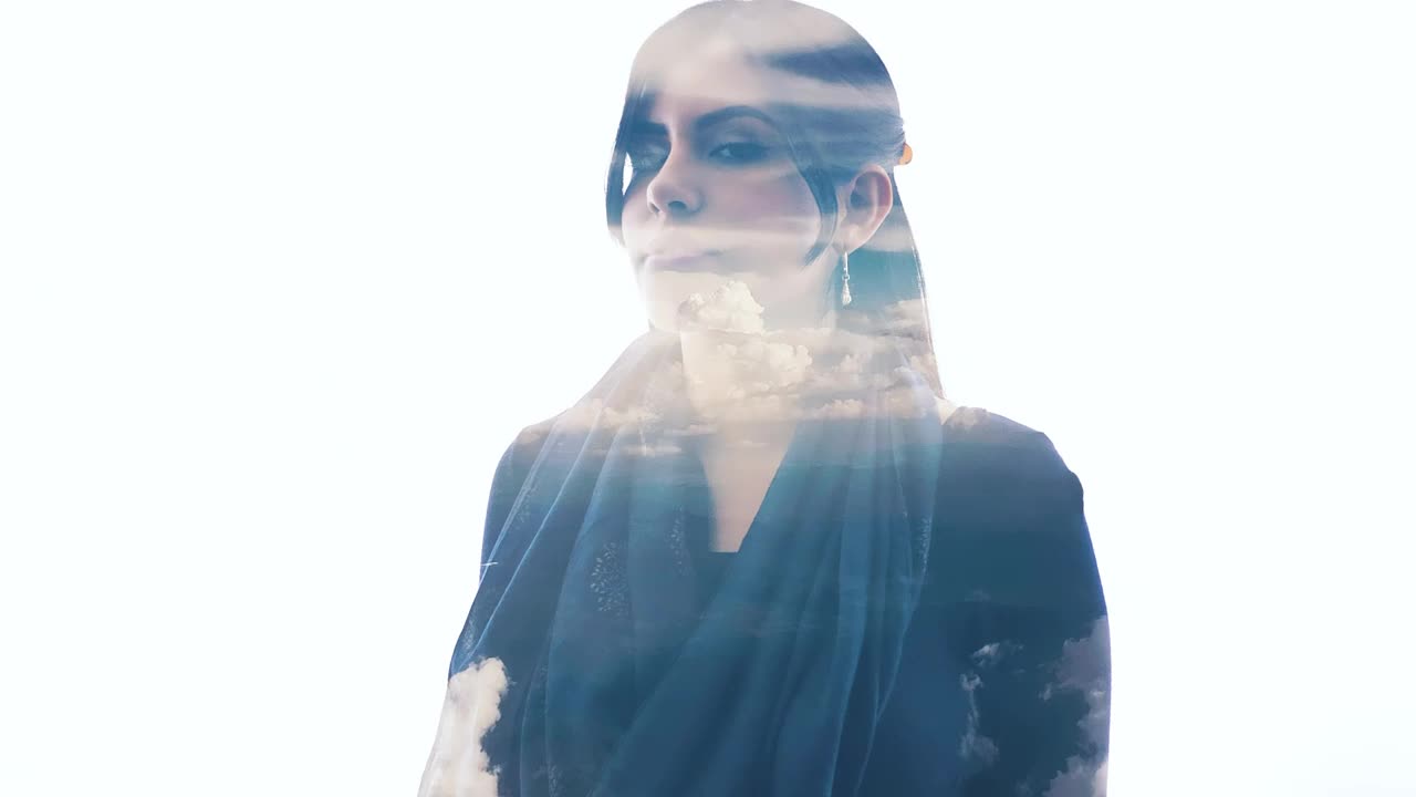 Stock Video Double Exposure Video Of A Woman And The Sky Live Wallpaper For PC
