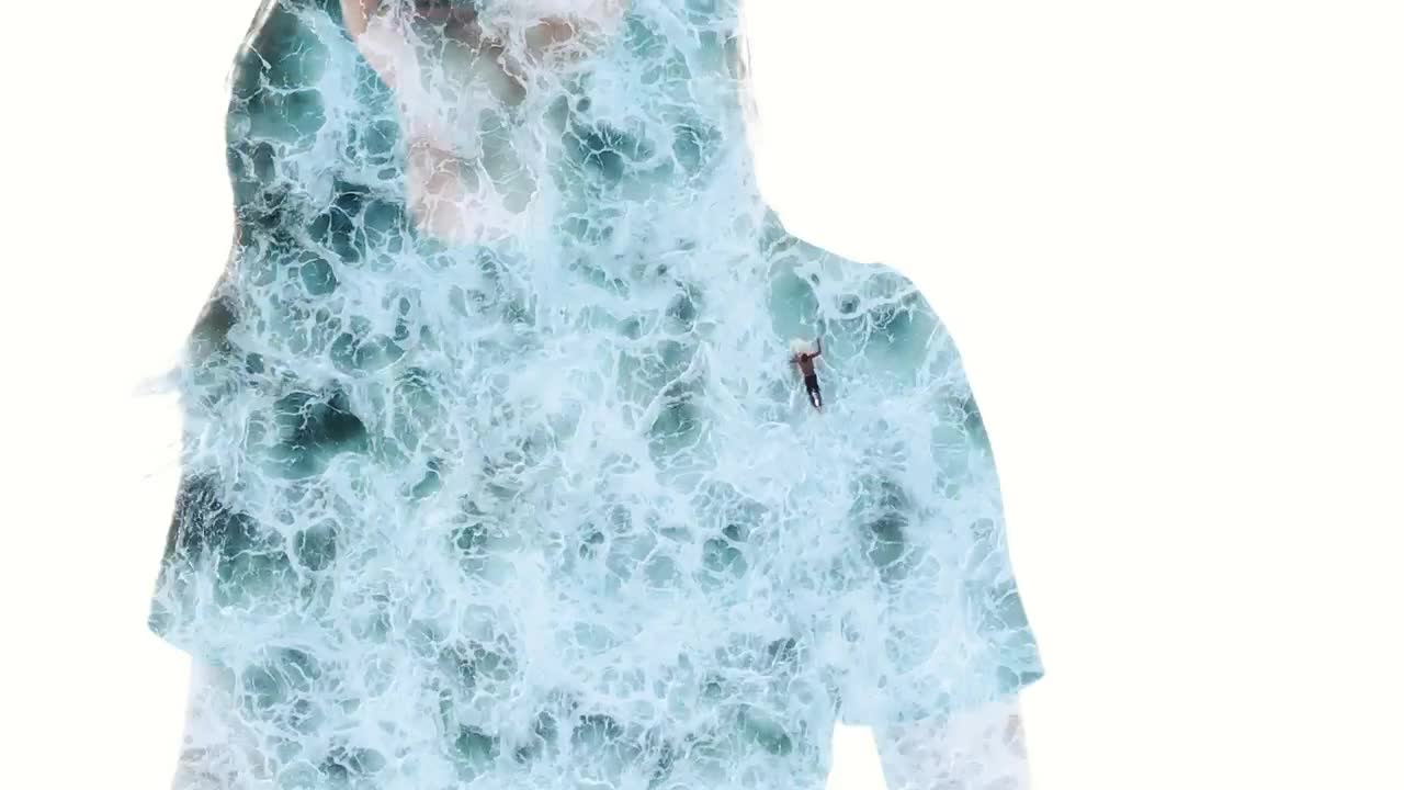 Stock Video Double Exposure Video Of A Woman And Surfers Live Wallpaper For PC