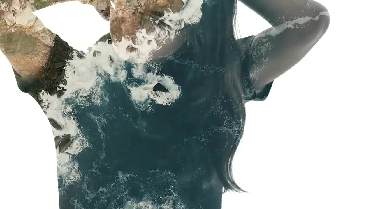 Stock Video Double Exposure Video Of A Woman And A Cliff In Live Wallpaper For PC