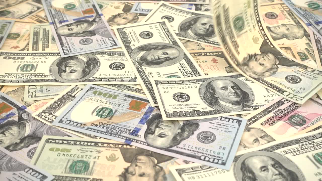 Stock Video Dollars Bills Falling And Covering A Surface Live Wallpaper For PC