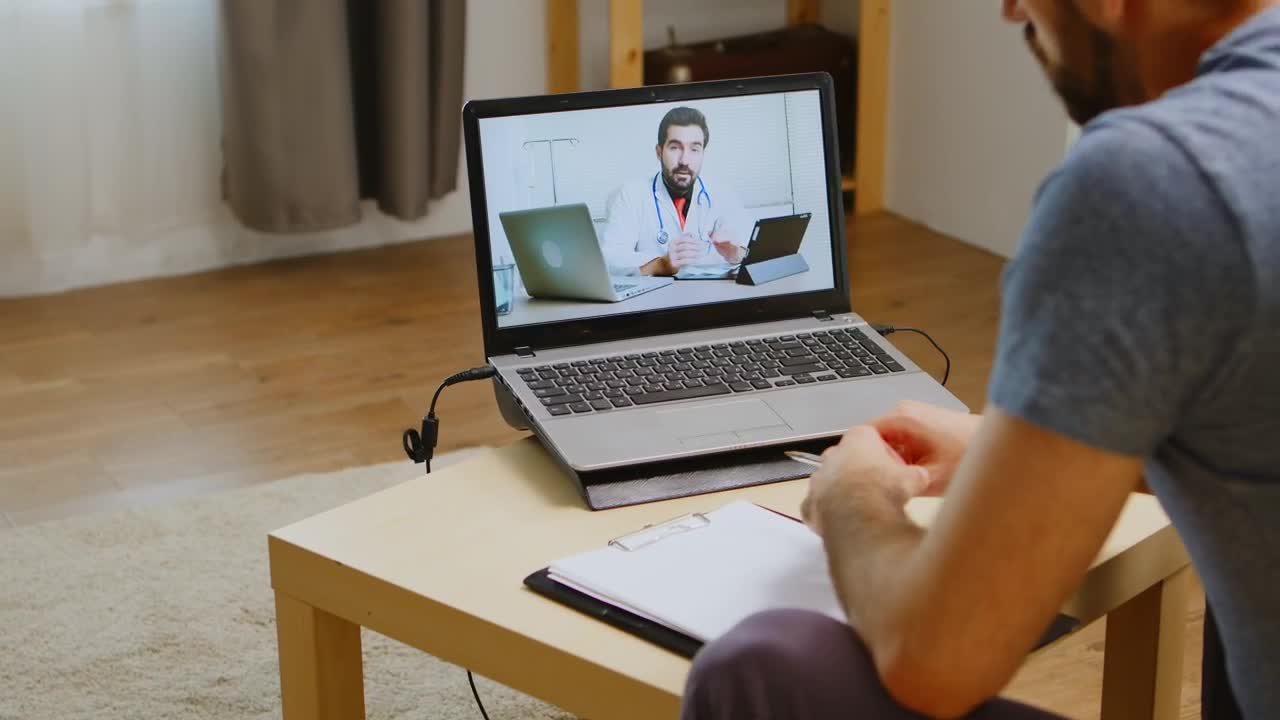 Stock Video Doctor Video Chats With Man During Quarantine Live Wallpaper For PC