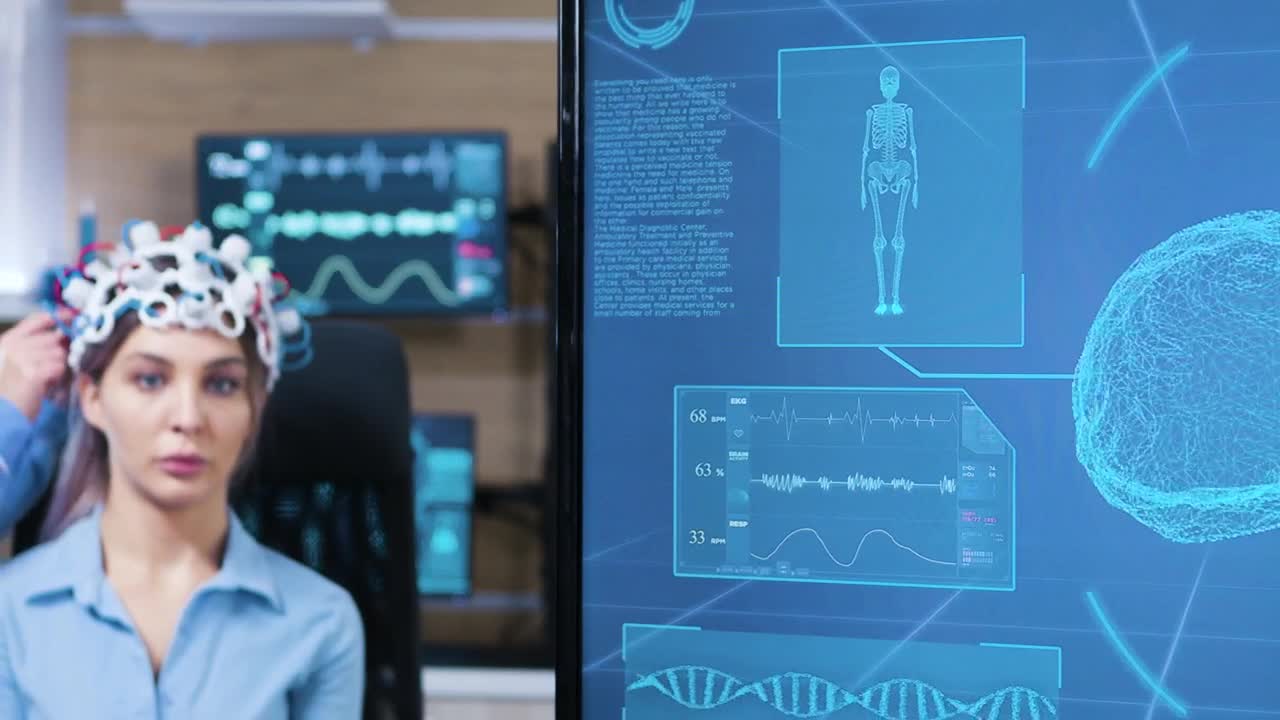 Stock Video Doctor Prepares Patient For Brain Scan In Modern Clinic Live Wallpaper For PC