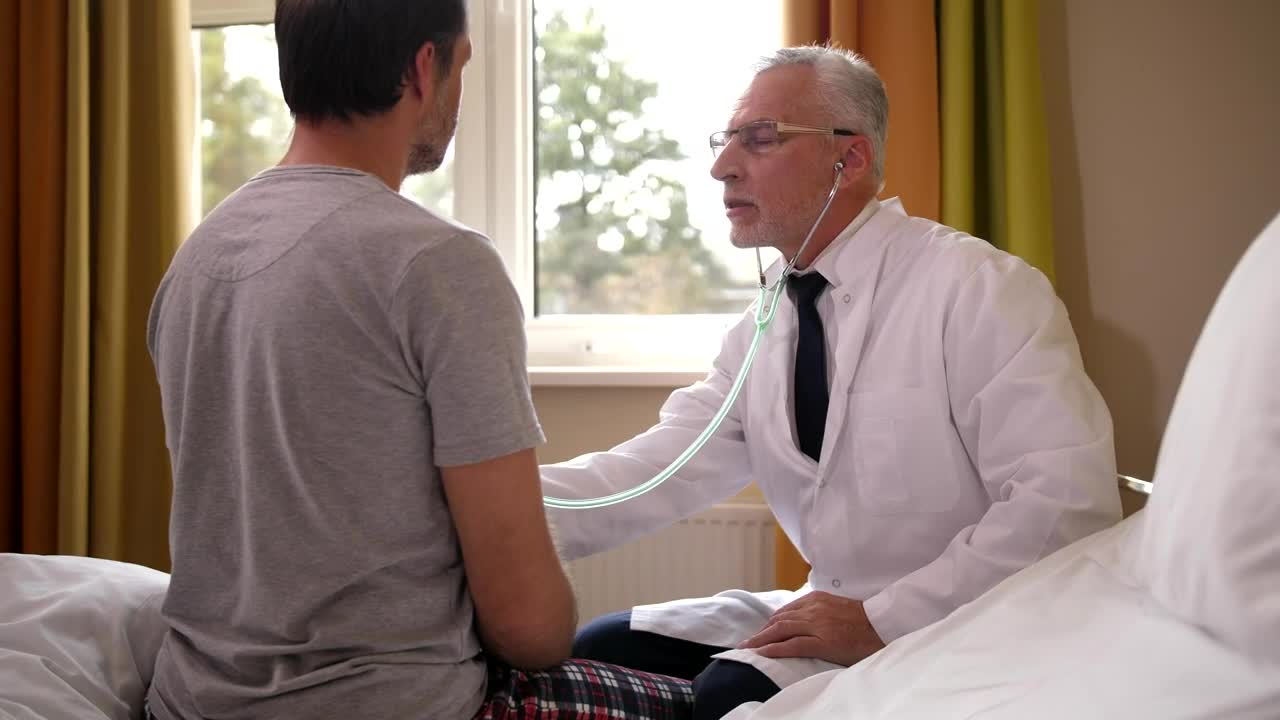 Stock Video Doctor Listening To A Heartbeat At Hospital Live Wallpaper For PC