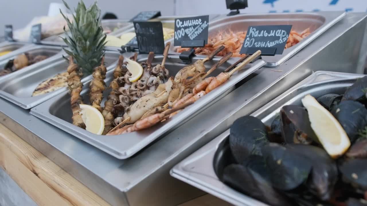 Stock Video Display With Food On Skewers In The Street Live Wallpaper For PC