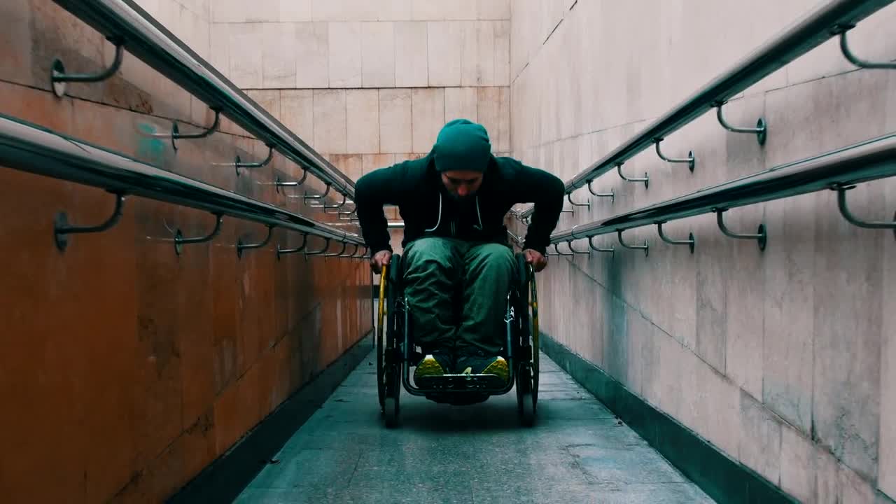 Stock Video Disabled Man Going Up A Ramp Live Wallpaper For PC