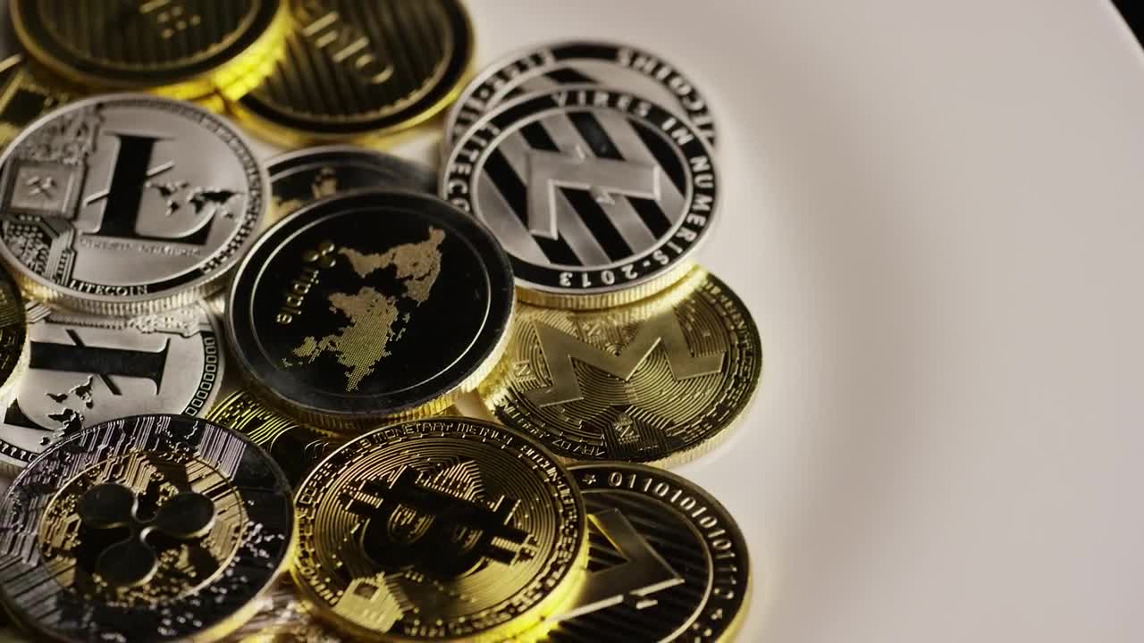 Stock Video Different Cryptocurrency Coins Rotating Live Wallpaper For PC