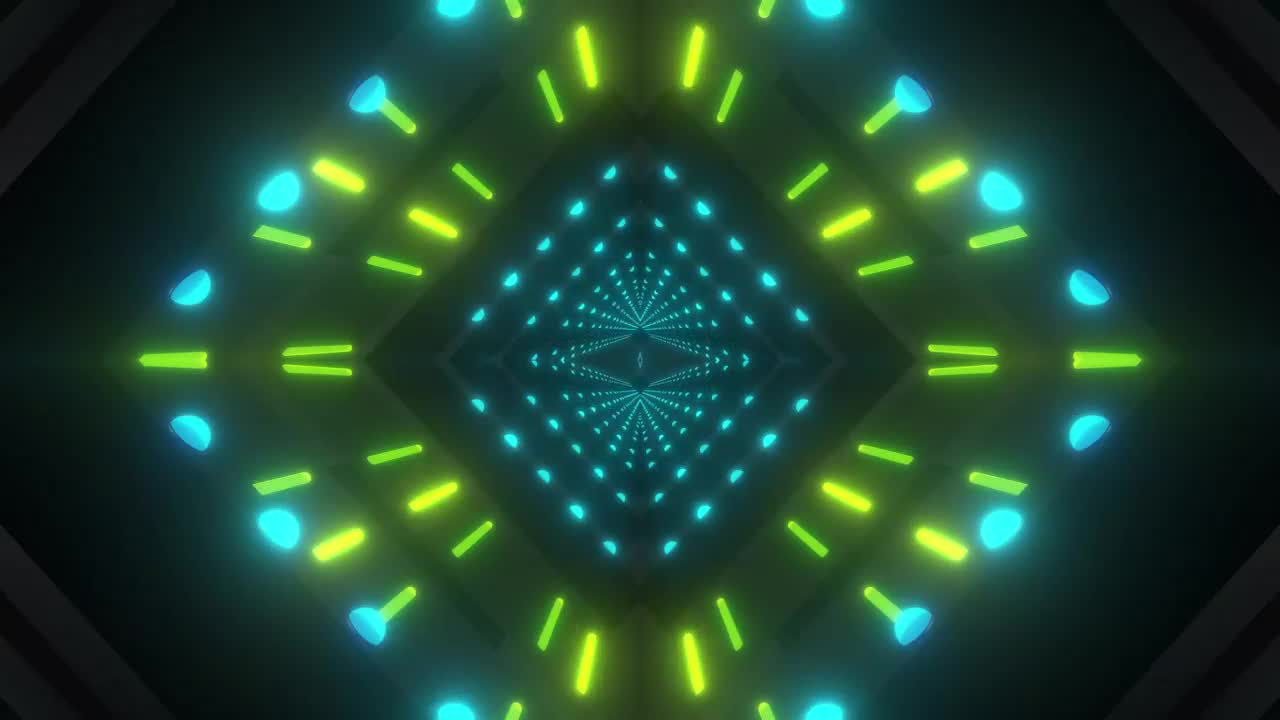 Stock Video Diamond Tunnel Of Blue And Green Neon Lights Live Wallpaper For PC