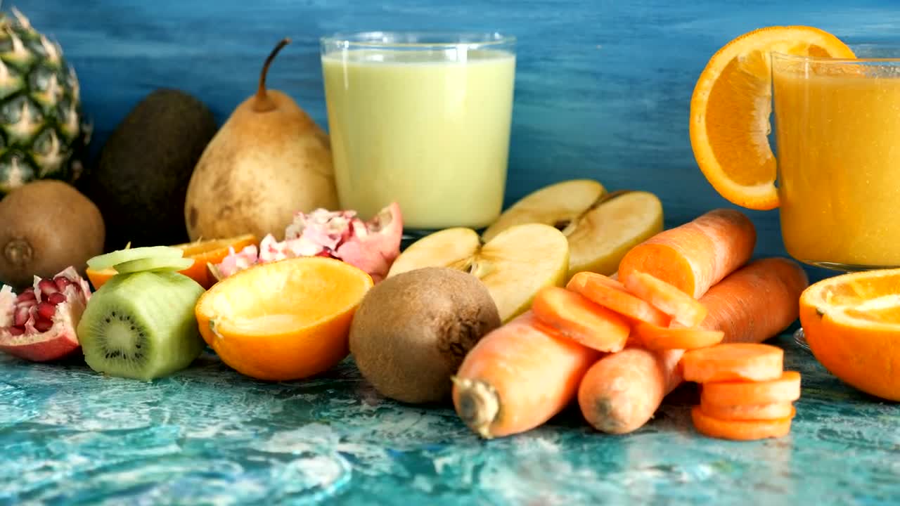 Stock Video Detox Diet Fruit And Vegetable Smoothie Closeup Live Wallpaper For PC