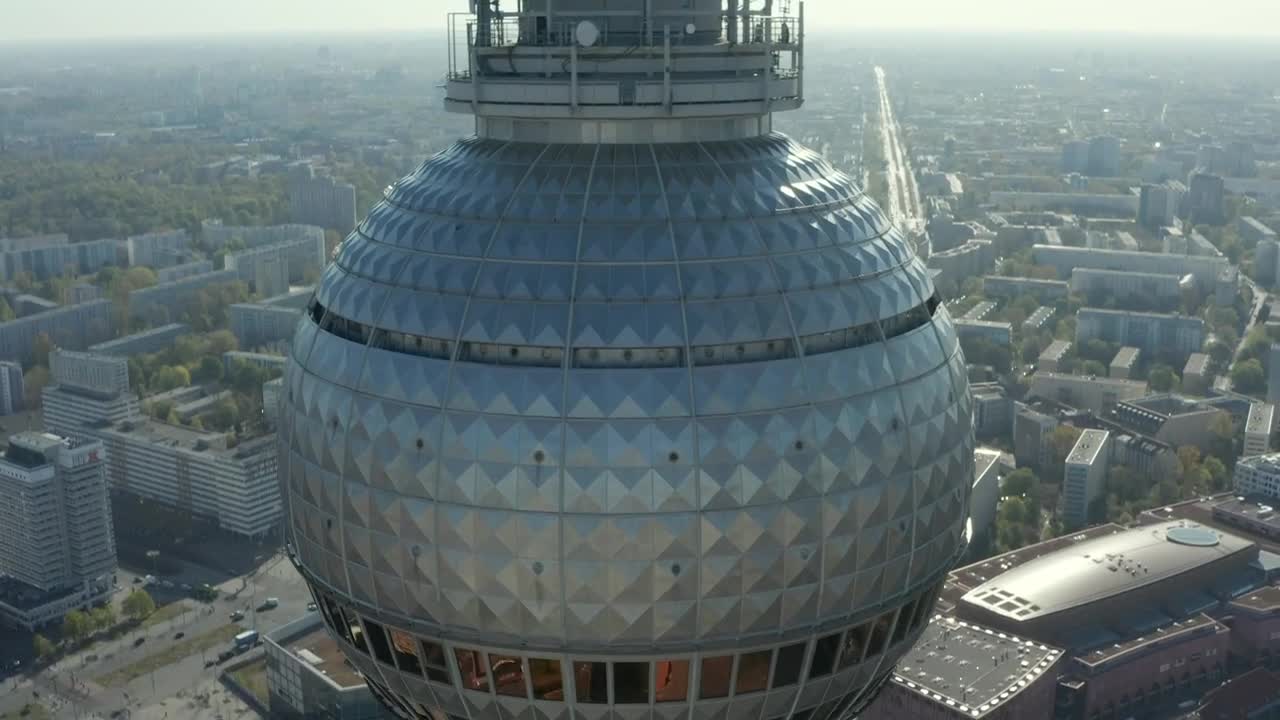 Stock Video Detailed Aerial Shot Of The Alexanderplatz Tower Live Wallpaper For PC