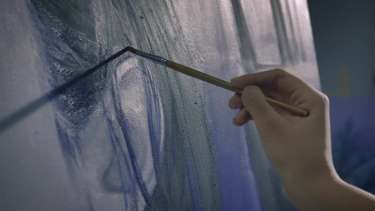 Stock Video Detail View Of An Artist Painting A Picture Live Wallpaper For PC