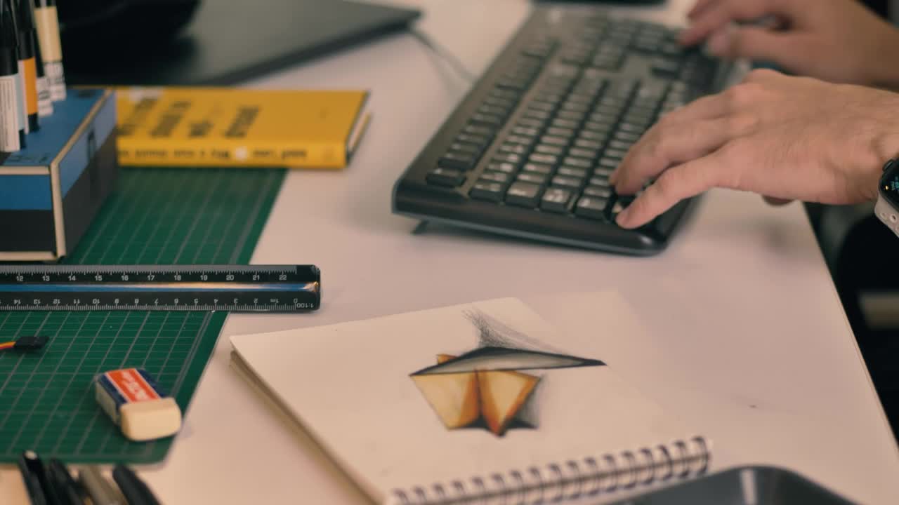 Stock Video Desk Of A Designer While Working On A D Model Live Wallpaper For PC