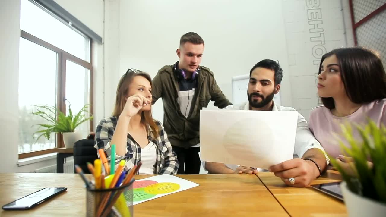 Stock Video Design Team Review Prototype In Modern Minimalist Office Live Wallpaper For PC