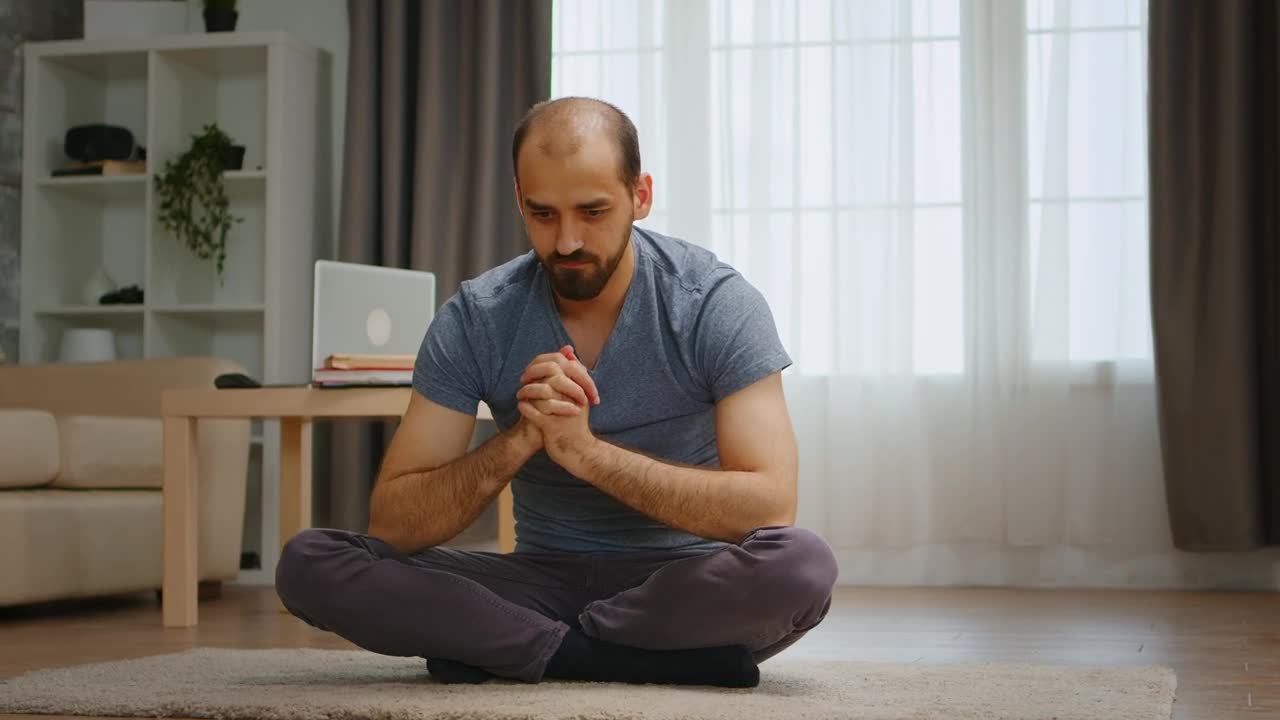 Stock Video Depressed Man Hangs Head In Isolation Live Wallpaper For PC