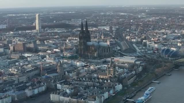 Stock Video Mixkit Flying Over A German City With A Large Cathedral Smal Live Wallpaper For PC