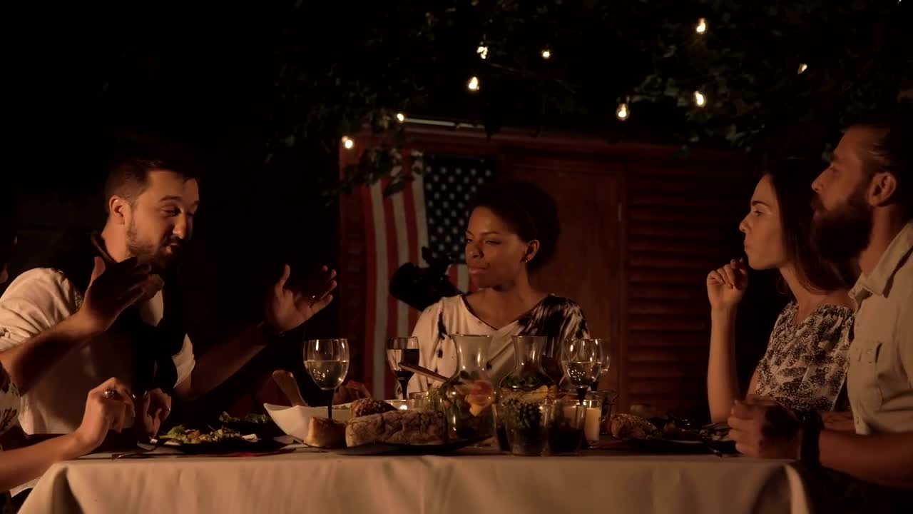 Stock Video Friends Having Dinner Outdoors Live Wallpaper For PC