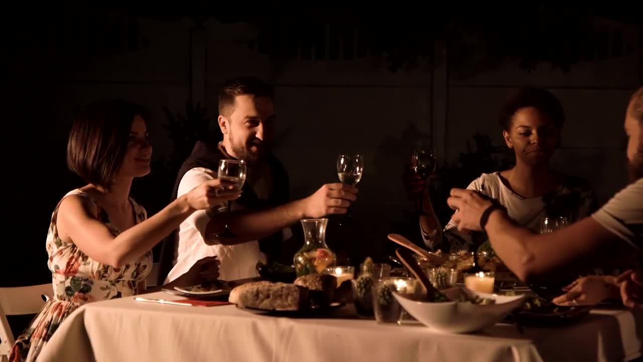 Stock Video Friends Having A Lovely Dinner In The Garden Live Wallpaper For PC