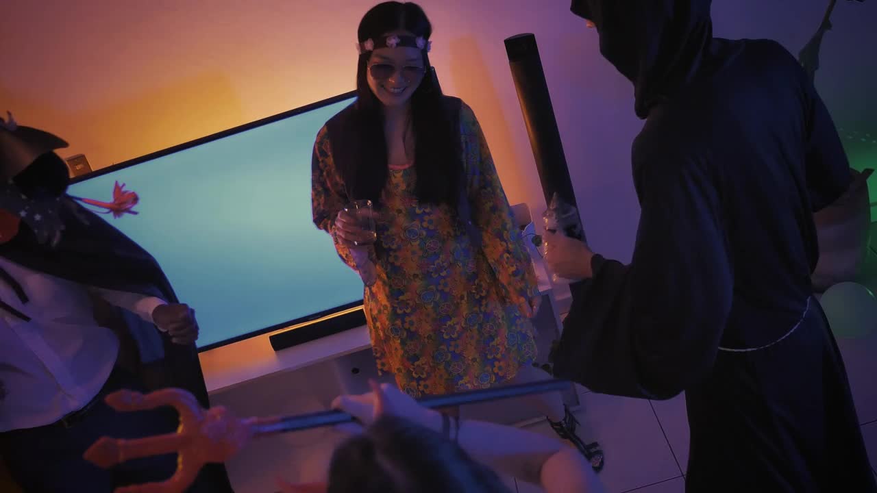 Stock Video Friends Dancing At A Halloween Party Live Wallpaper For PC
