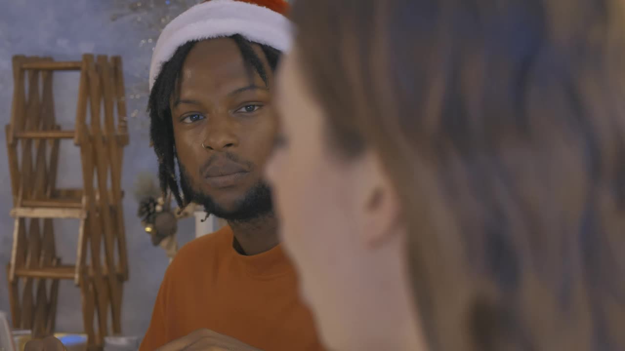 Stock Video Friends Chatting During Christmas Dinner Live Wallpaper For PC