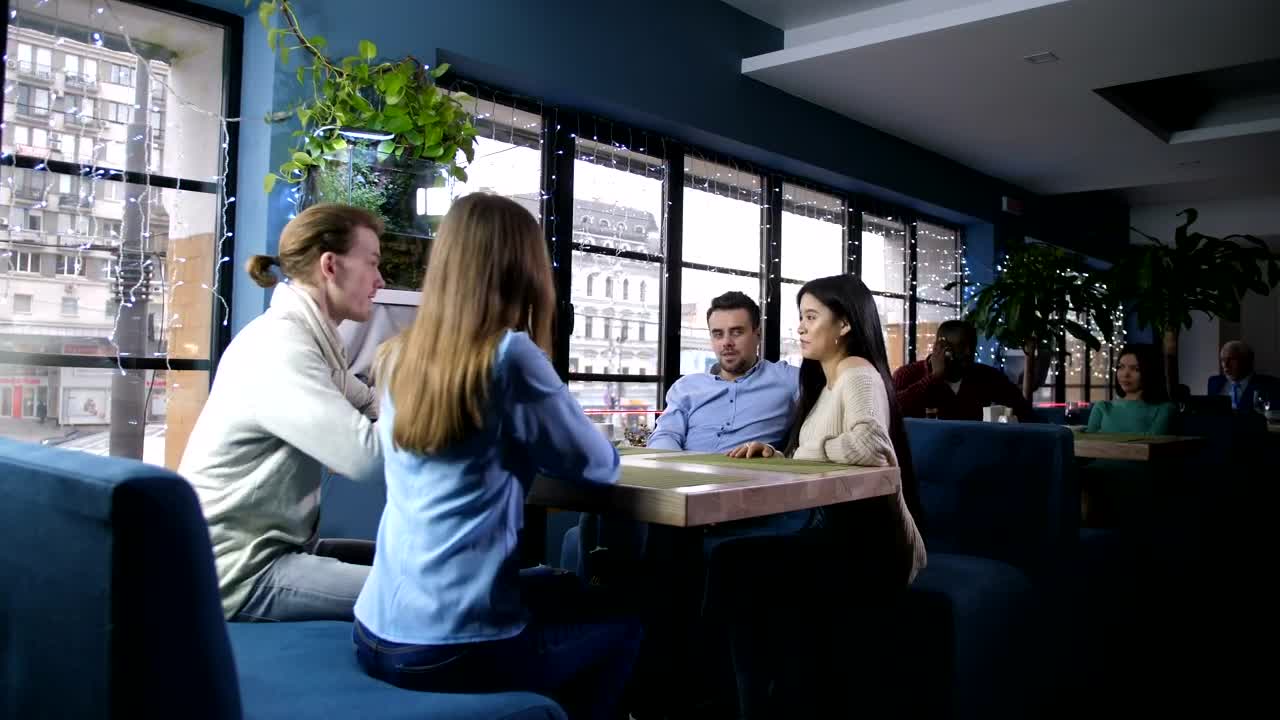 Stock Video Friends Chatting At A Coffee Shop Live Wallpaper For PC