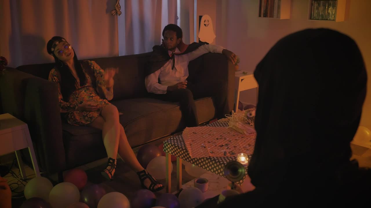 Stock Video Friends At A Small Costume Party Live Wallpaper For PC