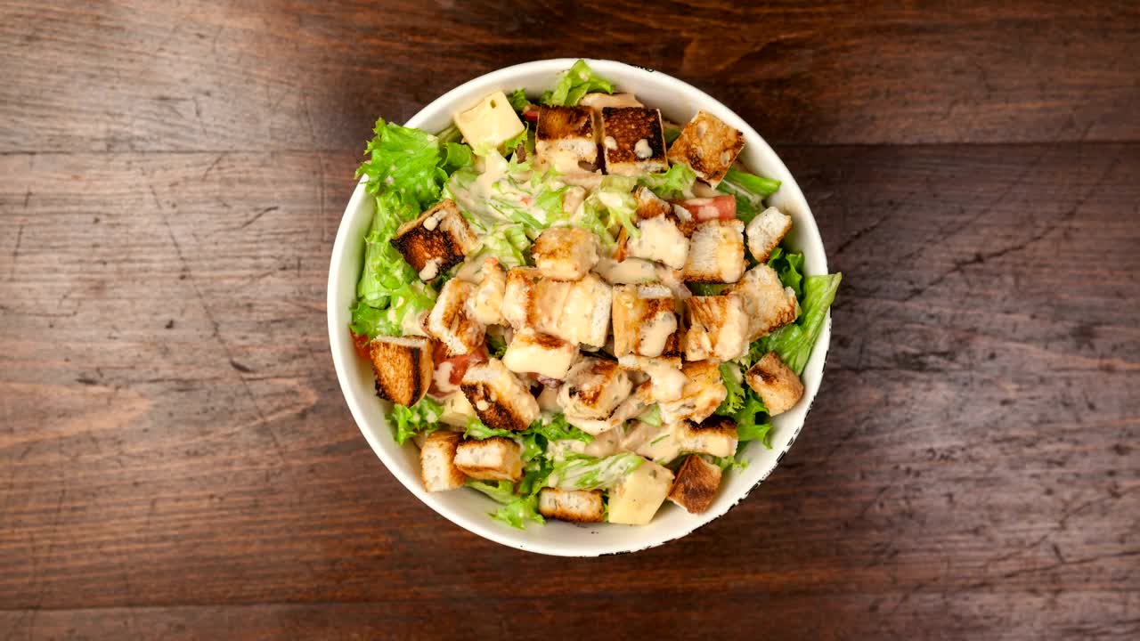 Stock Video Fresh Vegetable Diet Salad On Wooden Table Live Wallpaper For PC