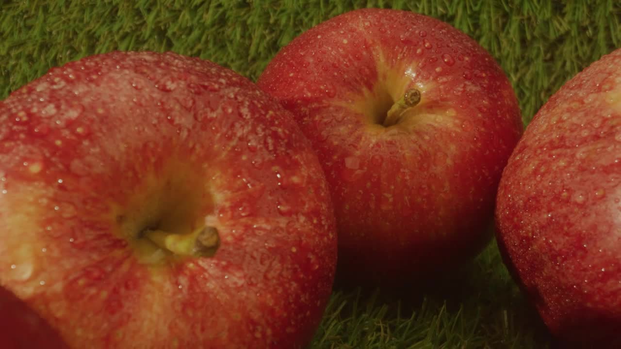 Stock Video Fresh Apples In A Row On A Natural Background Live Wallpaper For PC