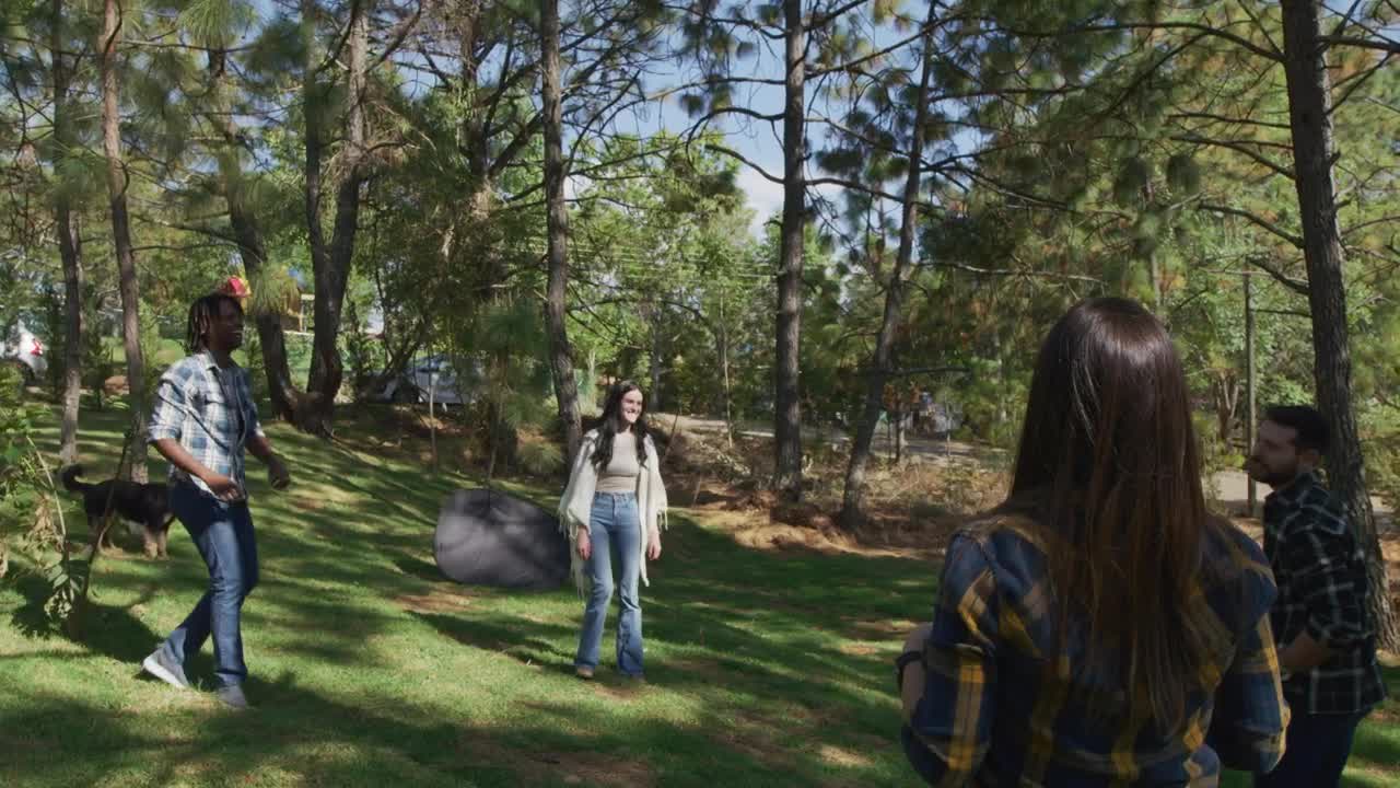 Stock Video Four Friends Playing In A Garden With A Ball Live Wallpaper For PC