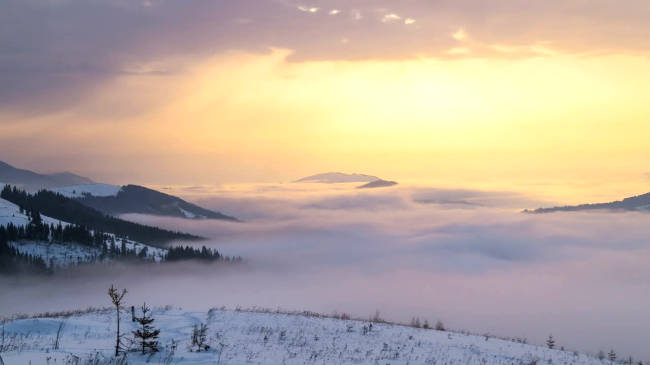 Stock Video Foggy Morning In A Snowy Mountain Live Wallpaper For PC