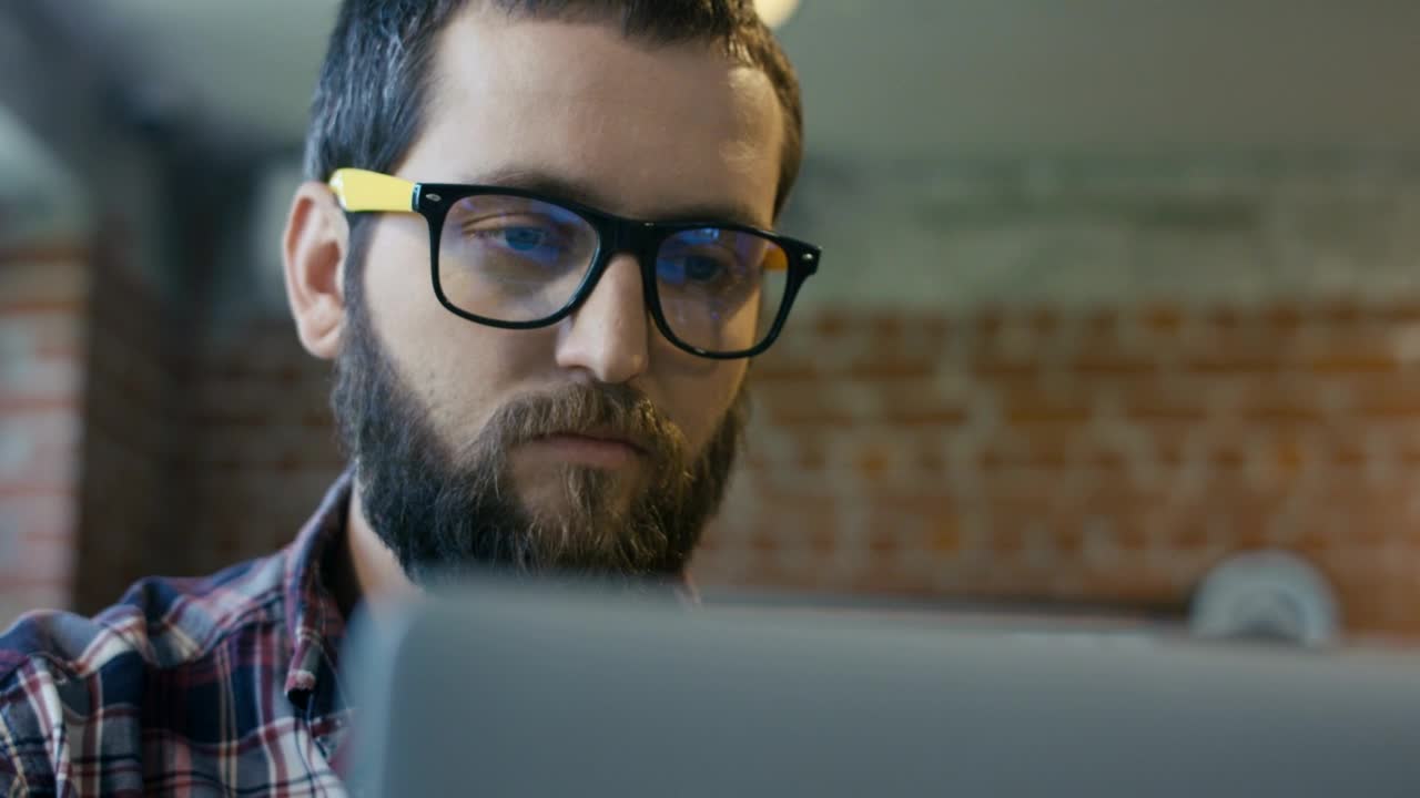 Stock Video Focused Man Watching At Computer Live Wallpaper For PC