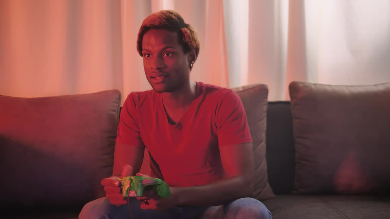 Stock Video Focused Man Playing Video Games Live Wallpaper For PC