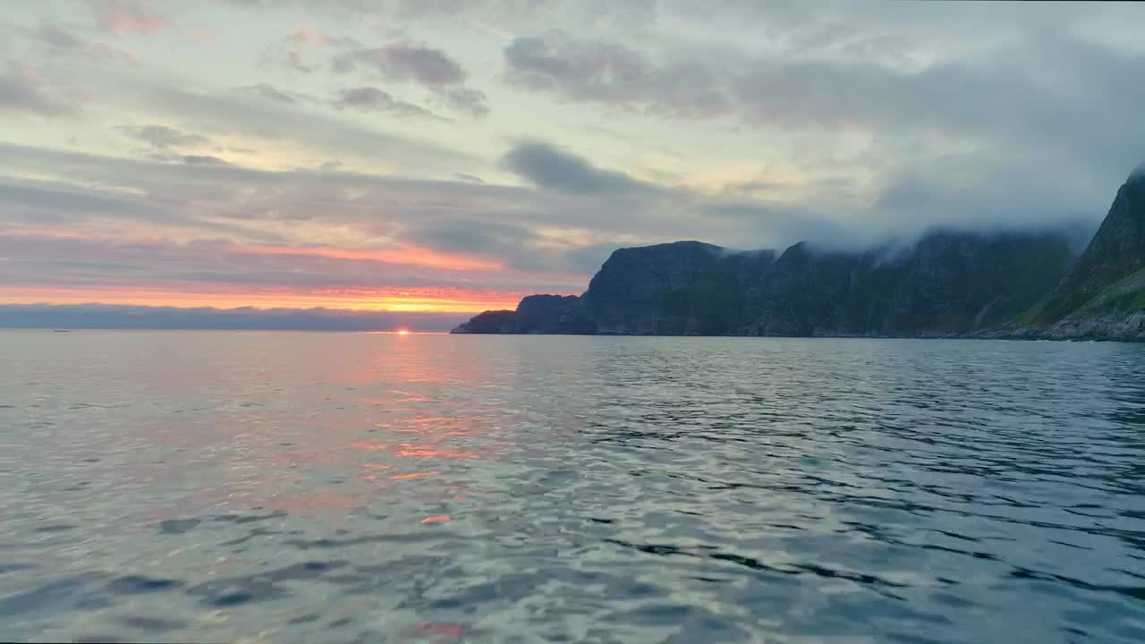 Stock Video Flyover Sea At Sunset Along Mountain Coast Live Wallpaper For PC