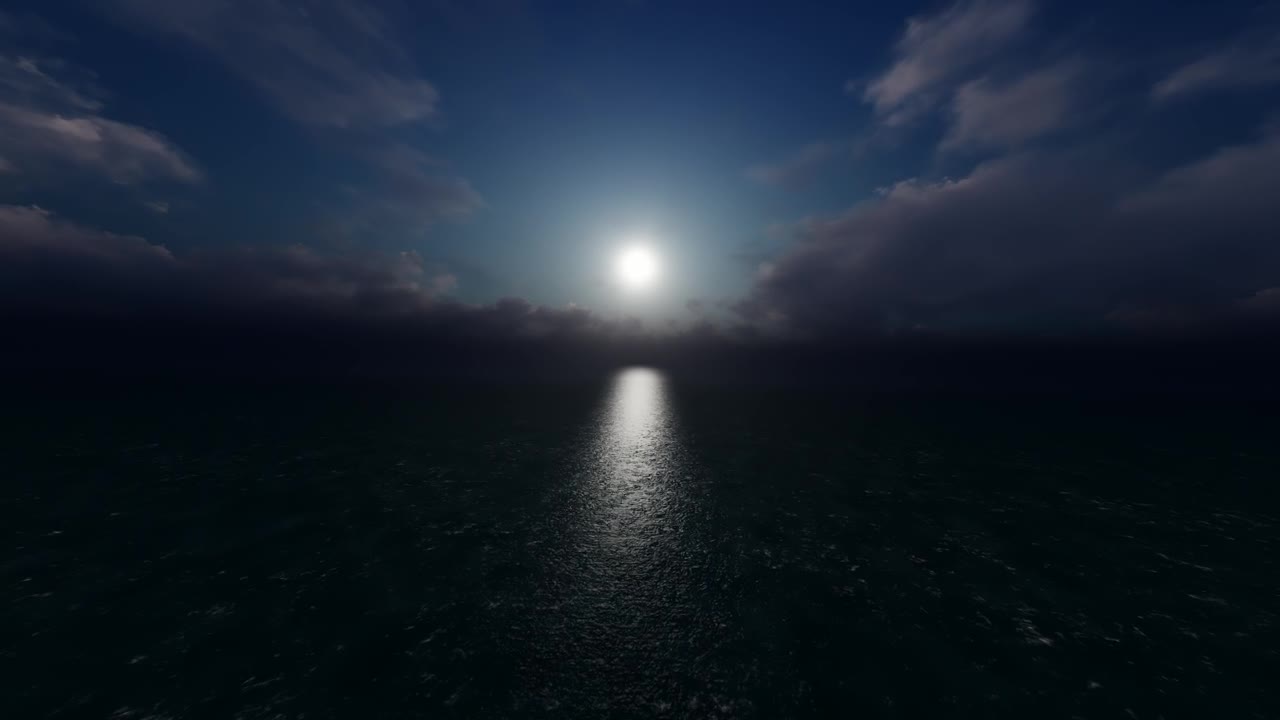 Stock Video Flying To The Horizon Over The Sea At Night Live Wallpaper For PC