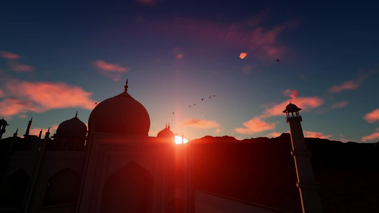 Stock Video Flying Over The Taj Mahal Towards The Sunset Live Wallpaper For PC