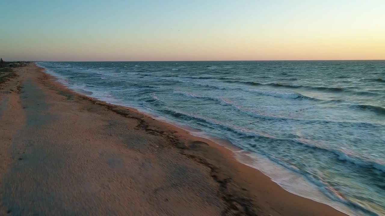 Stock Video Flying Over The Seashore Over The Beach At Sunrise Live Wallpaper For PC