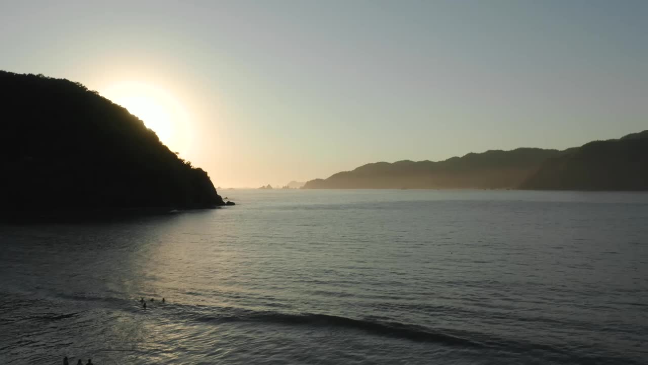 Stock Video Flying Over The Sea Of A Small Gulf At Sunset Live Wallpaper For PC