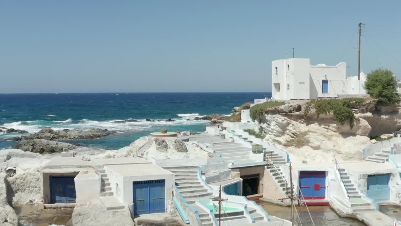 Stock Video Flying Over Some Fancy Houses On The Beach In Greece Live Wallpaper For PC