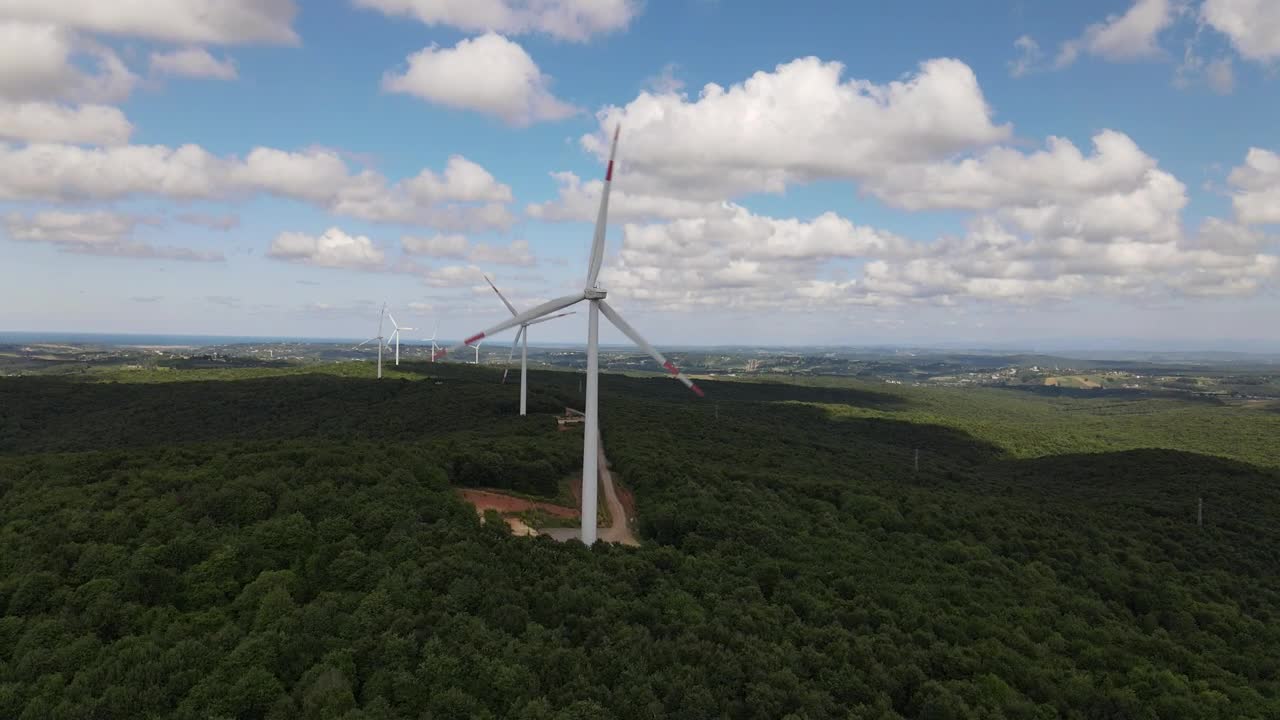 Stock Video Flying Over A Wind Farm On A Sunny Day Live Wallpaper For PC