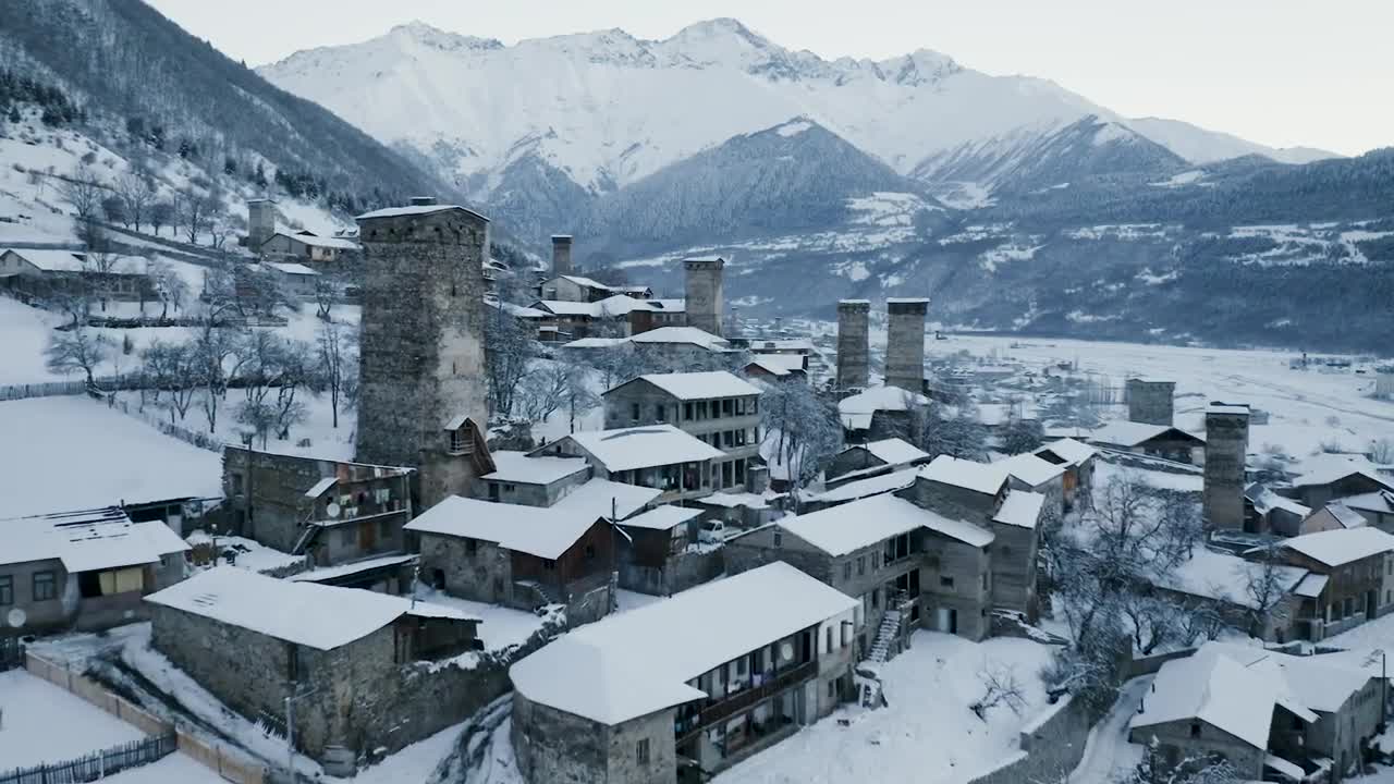 Stock Video Flying Over A Snow Covered Town Live Wallpaper For PC