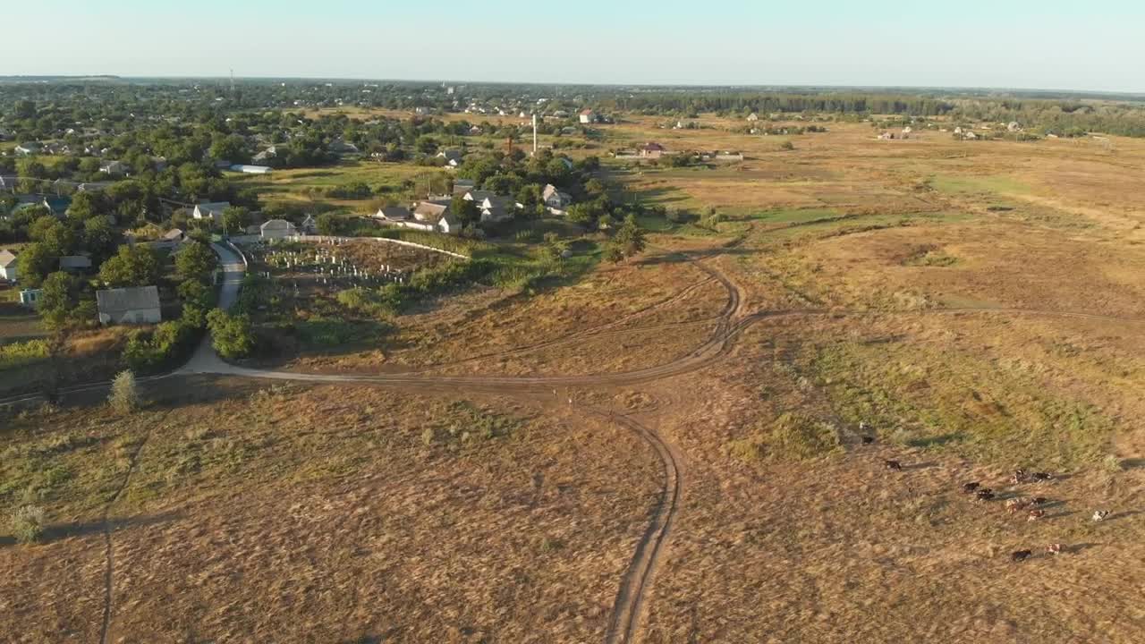Stock Video Flying Over A Small Village In The Countryside Live Wallpaper For PC
