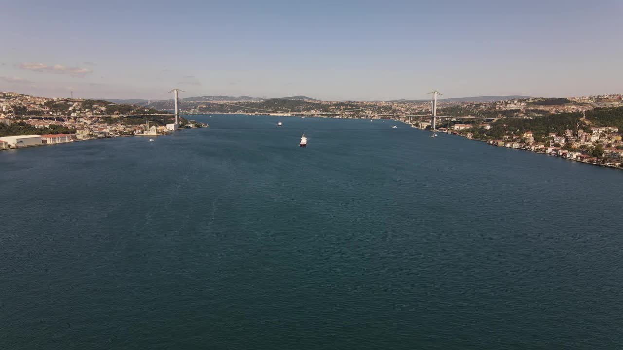 Stock Video Flying Over A River With A Cargo Ship Sailing Live Wallpaper For PC