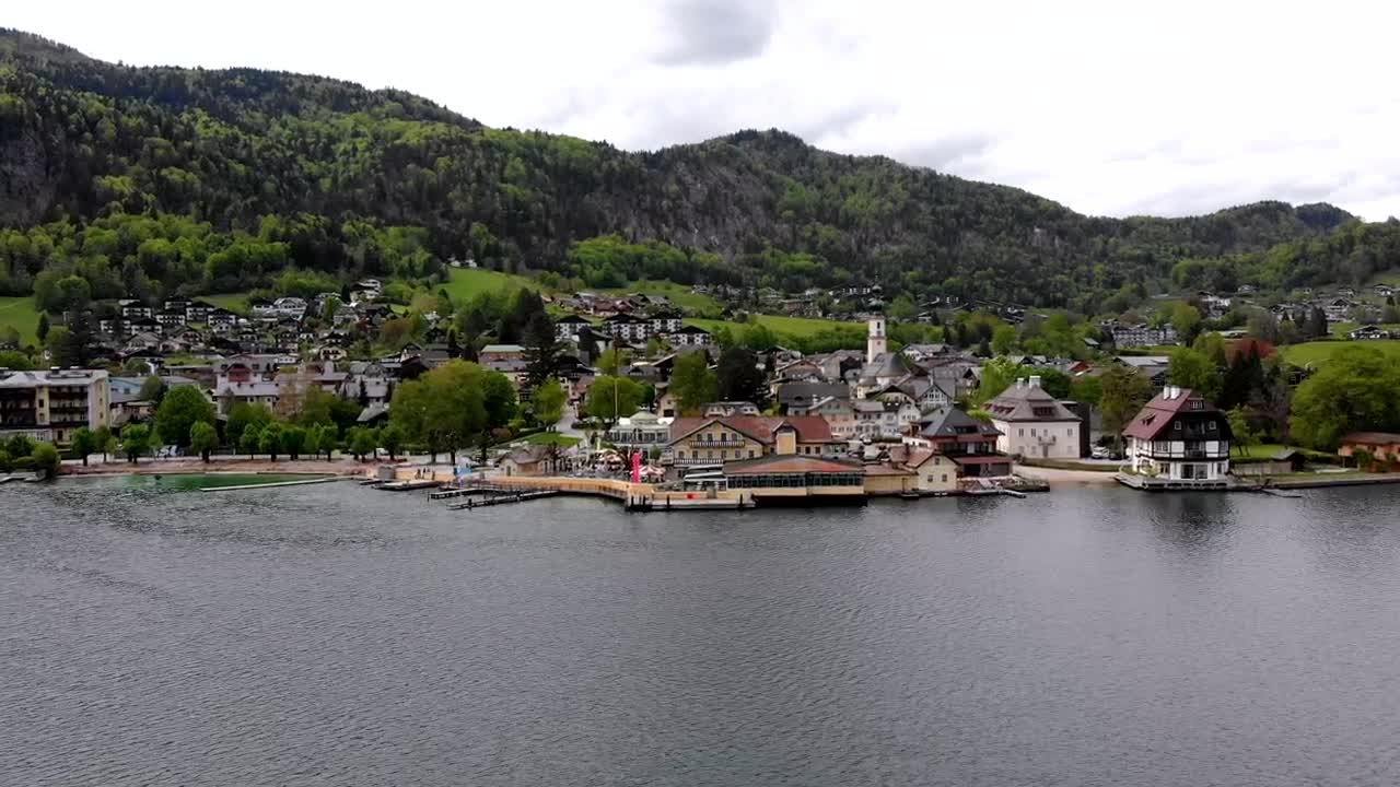 Stock Video Flying Over A Mountain Village In The Alps Live Wallpaper For PC