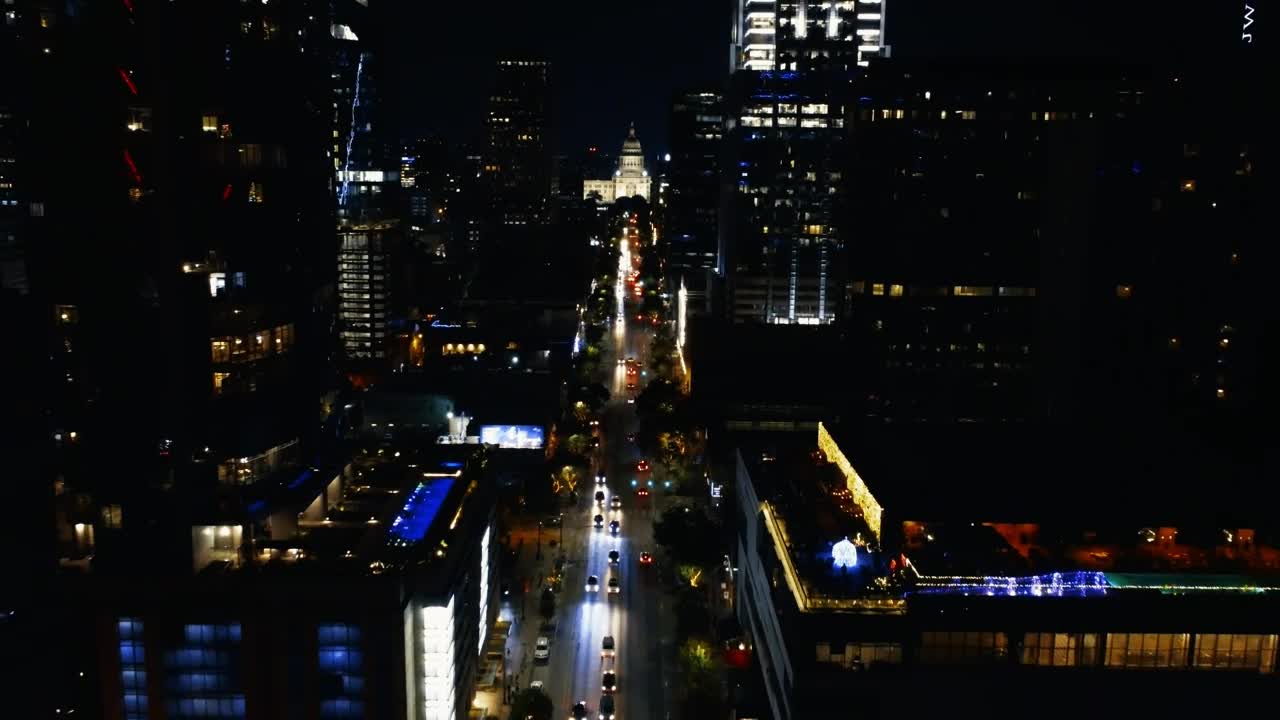 Stock Video Flying Over A Large Avenue In A City At Night Live Wallpaper For PC