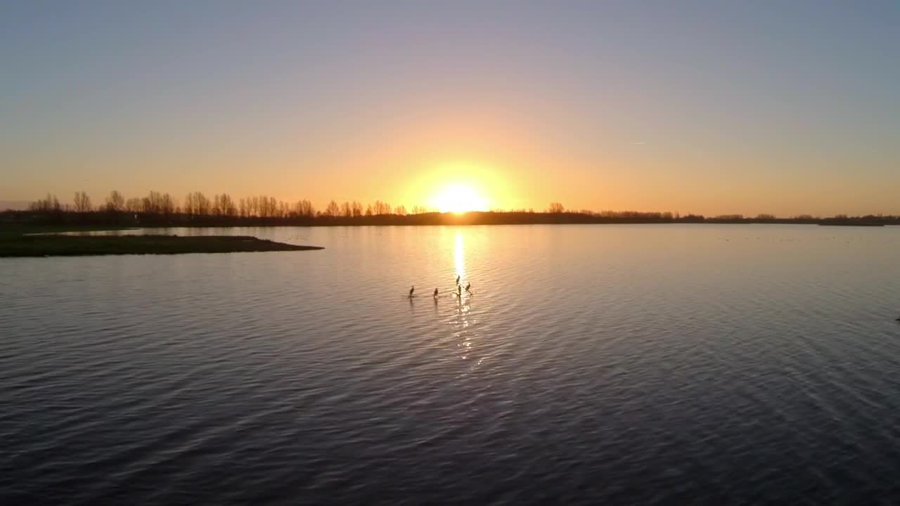 Stock Video Flying Over A Lake At Sunset Live Wallpaper For PC