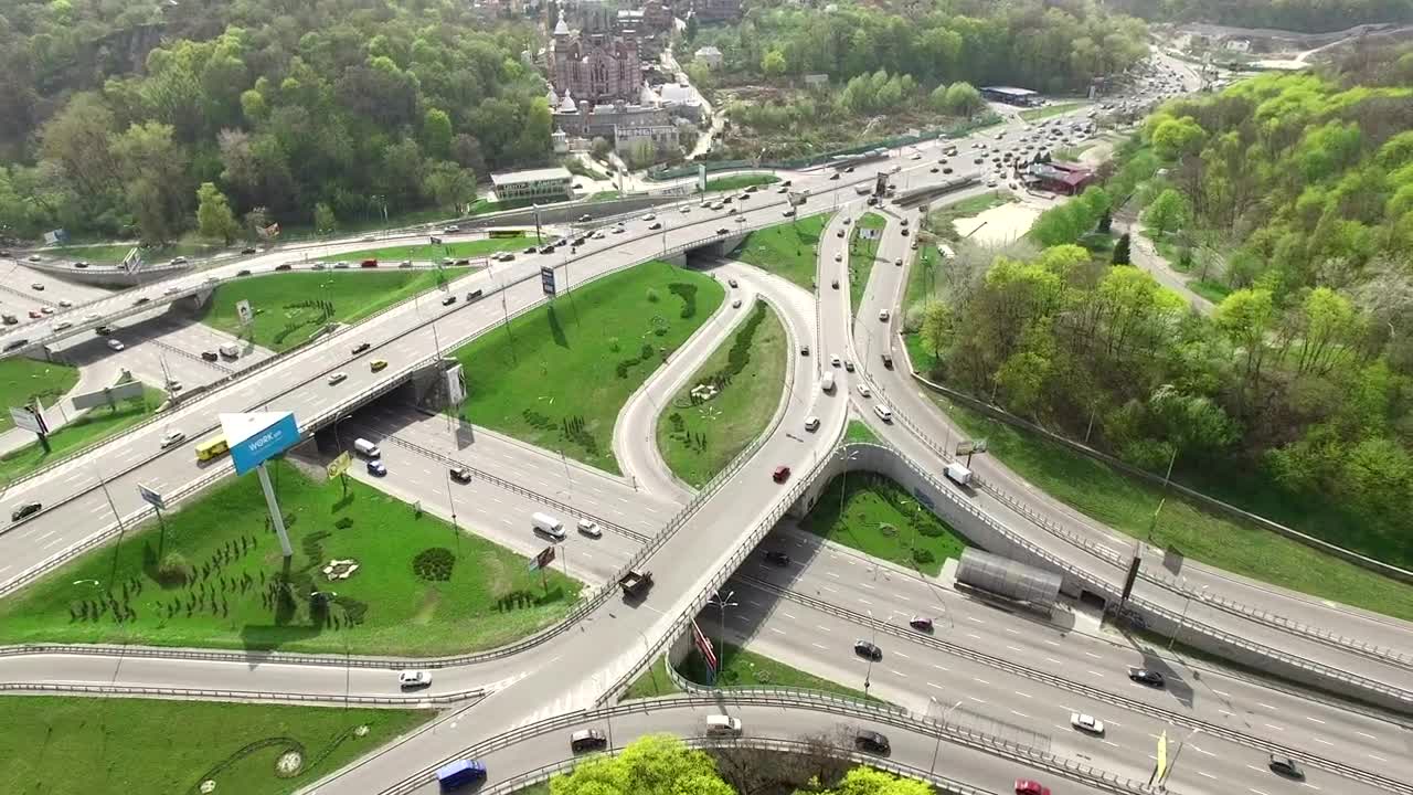 Stock Video Flying Over A Highway Junction Live Wallpaper For PC