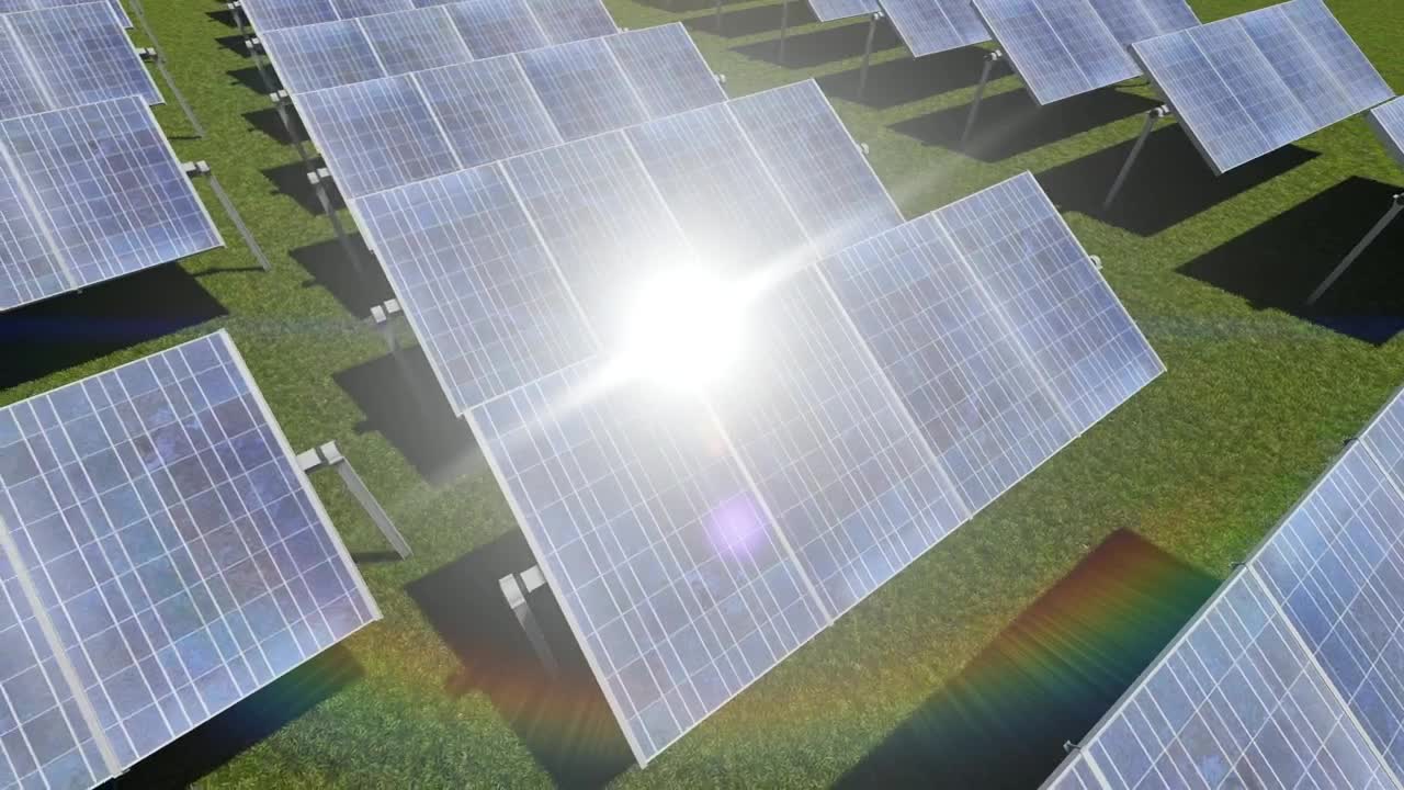 Stock Video Flying Over A Field With Solar Panels Live Wallpaper For PC